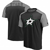 Dallas Stars Fanatics Branded Iconic Blocked T-Shirt Black Heathered Gray